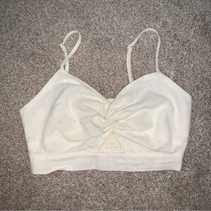 House of Harlow 1960 Ivory Twist-Front Crop Top